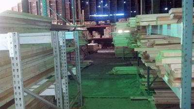 lumber on racks